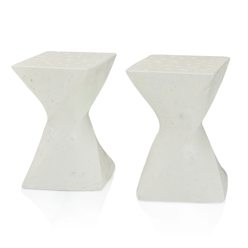 White Modern Twisting Stone Pedestal