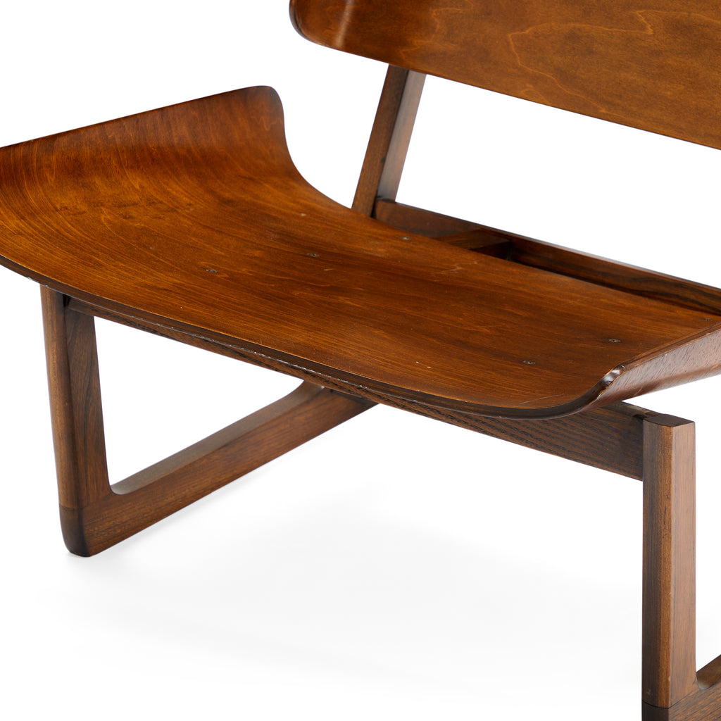 Wood Dark Bent Modern Lounge Chair