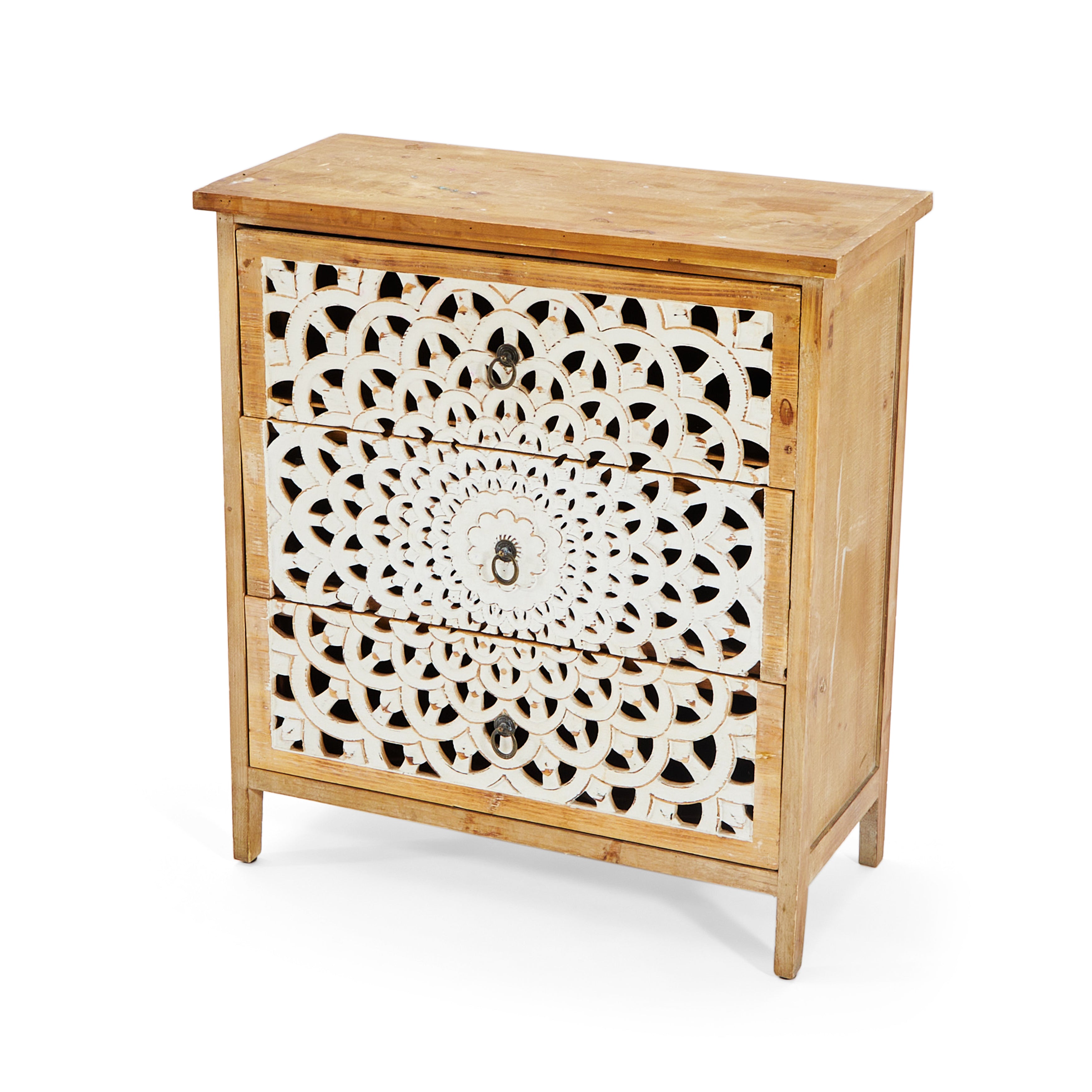 Wood & White Small Bohemian Dresser
