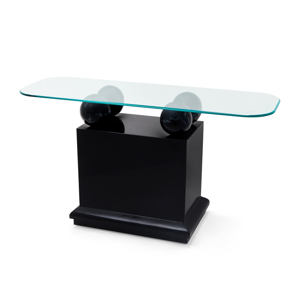 Black & Glass Top Console Table