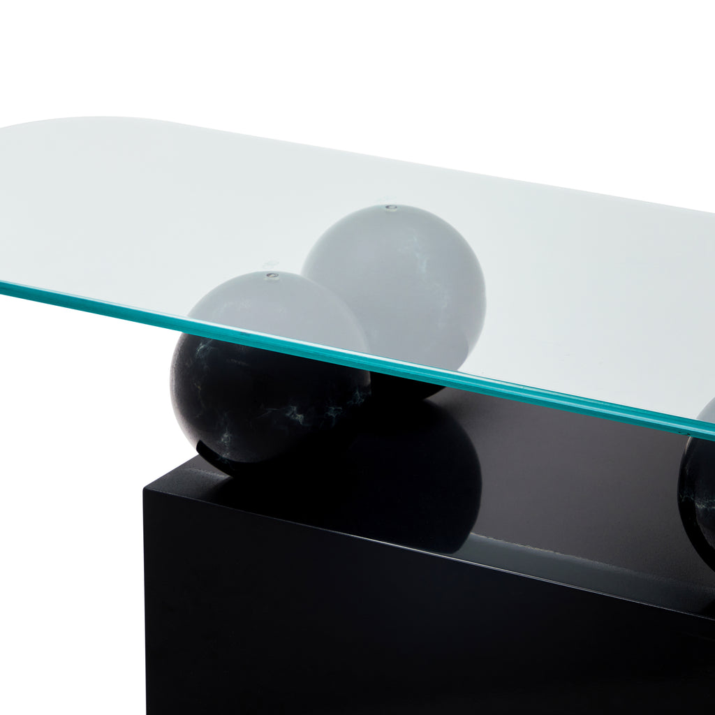 Black & Glass Top Console Table