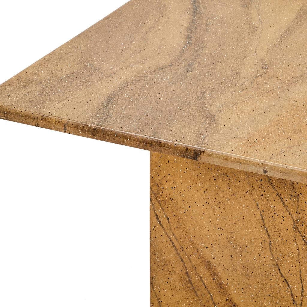 Tan Marble Small Modern Coffee Table