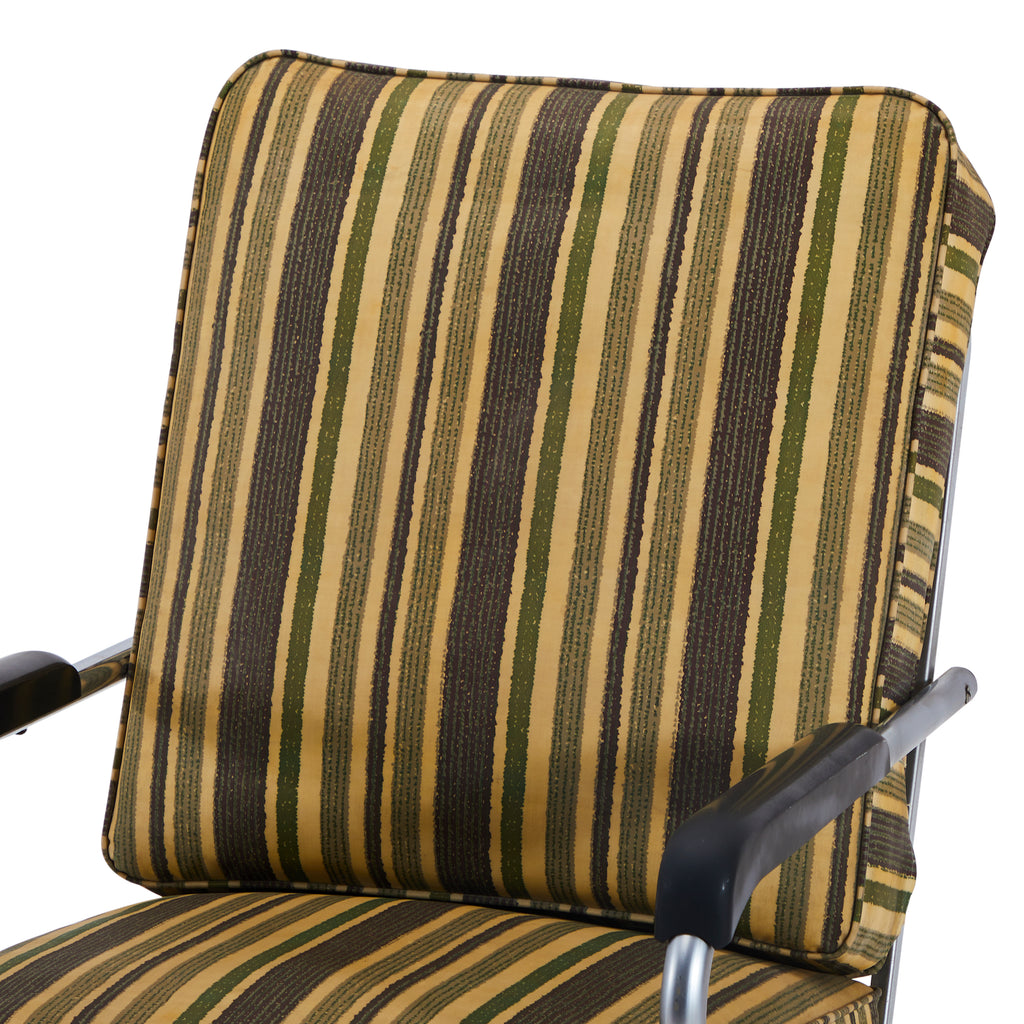 Green & Tan Striped Lounge Chair