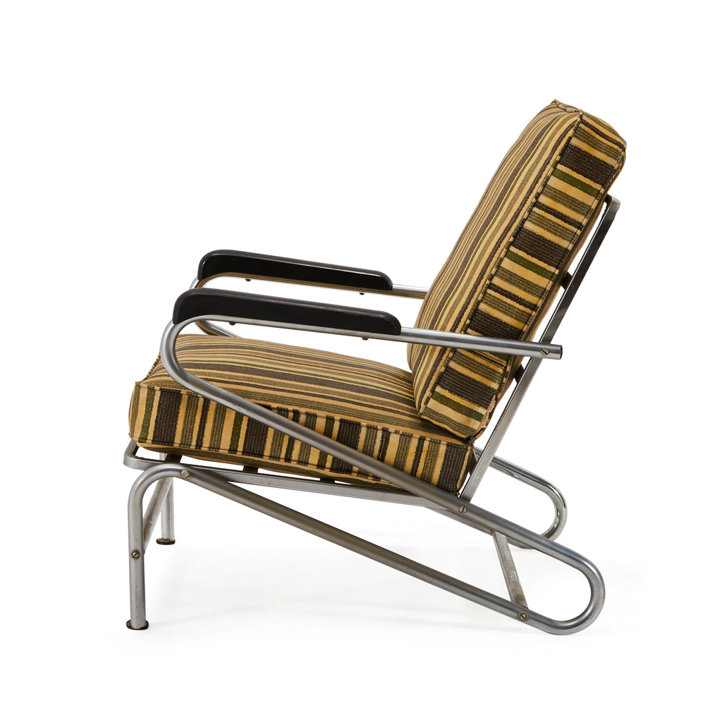 Green & Tan Striped Lounge Chair