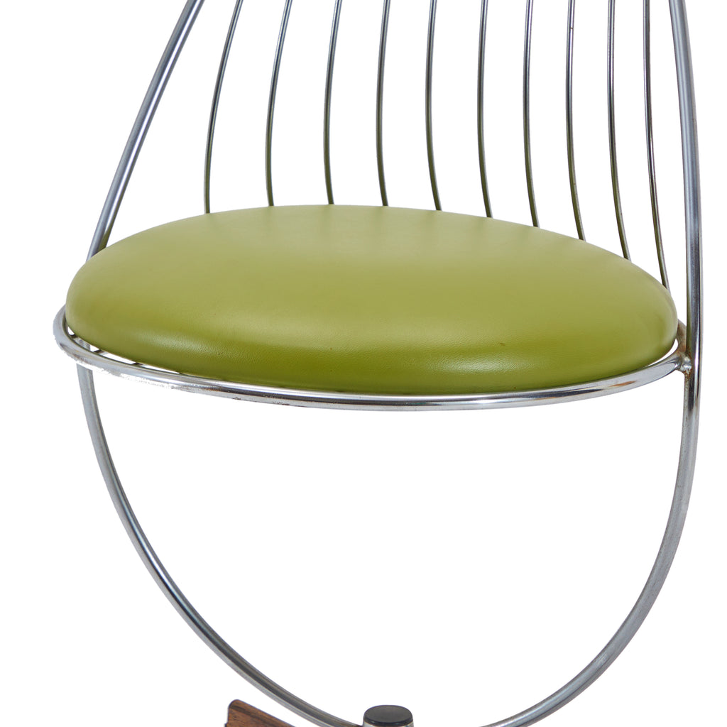 Green & Silver Wire Modern Hoop Chair
