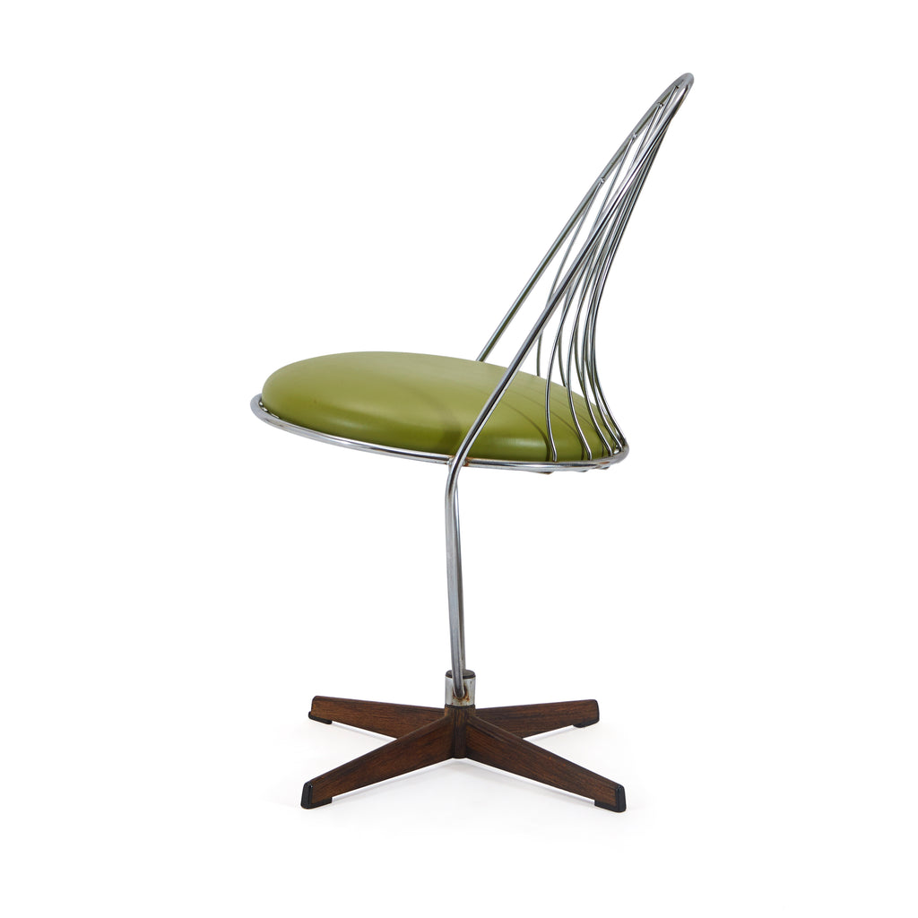 Green & Silver Wire Modern Hoop Chair