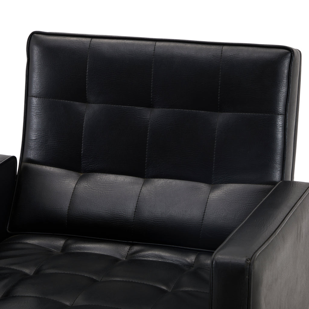 Black Leather Modern Split Arm Chair