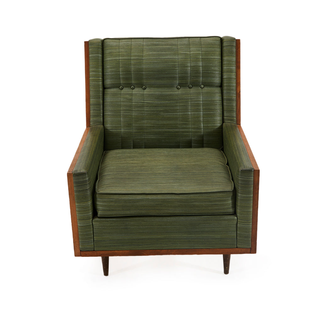 Green Vinyl Stripe Textured Arm Chair