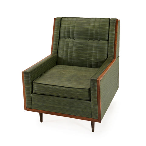 Green Vinyl Stripe Textured Arm Chair