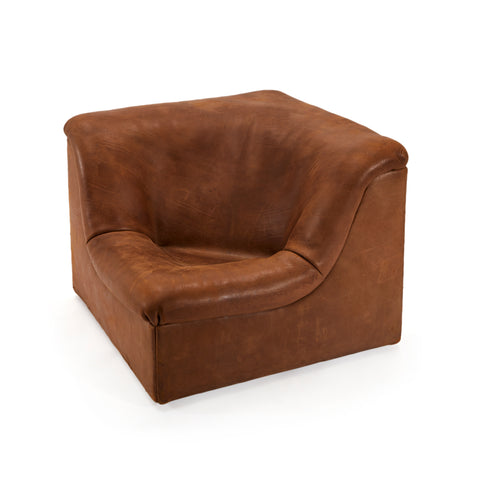 Brown Leather Corner Lounge Chair
