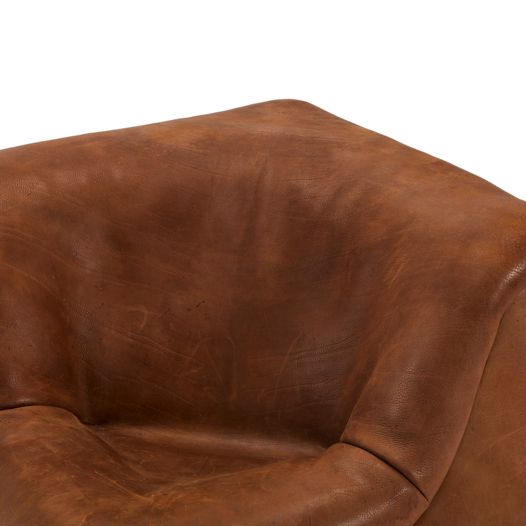 Brown Leather Corner Lounge Chair