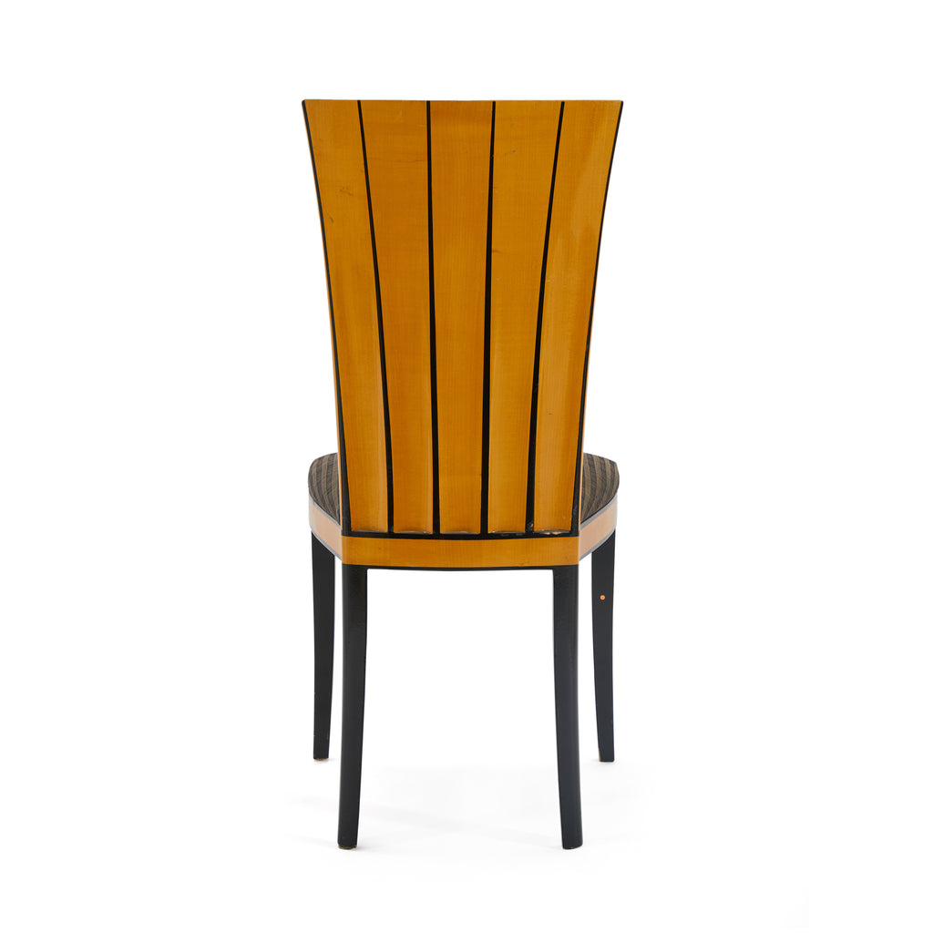 Black & Striped Wood High Backed Deco Side Chair