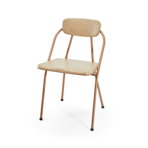 Tan Metal Low Back Folding Chair