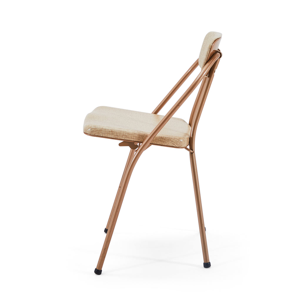 Tan Metal Low Back Folding Chair