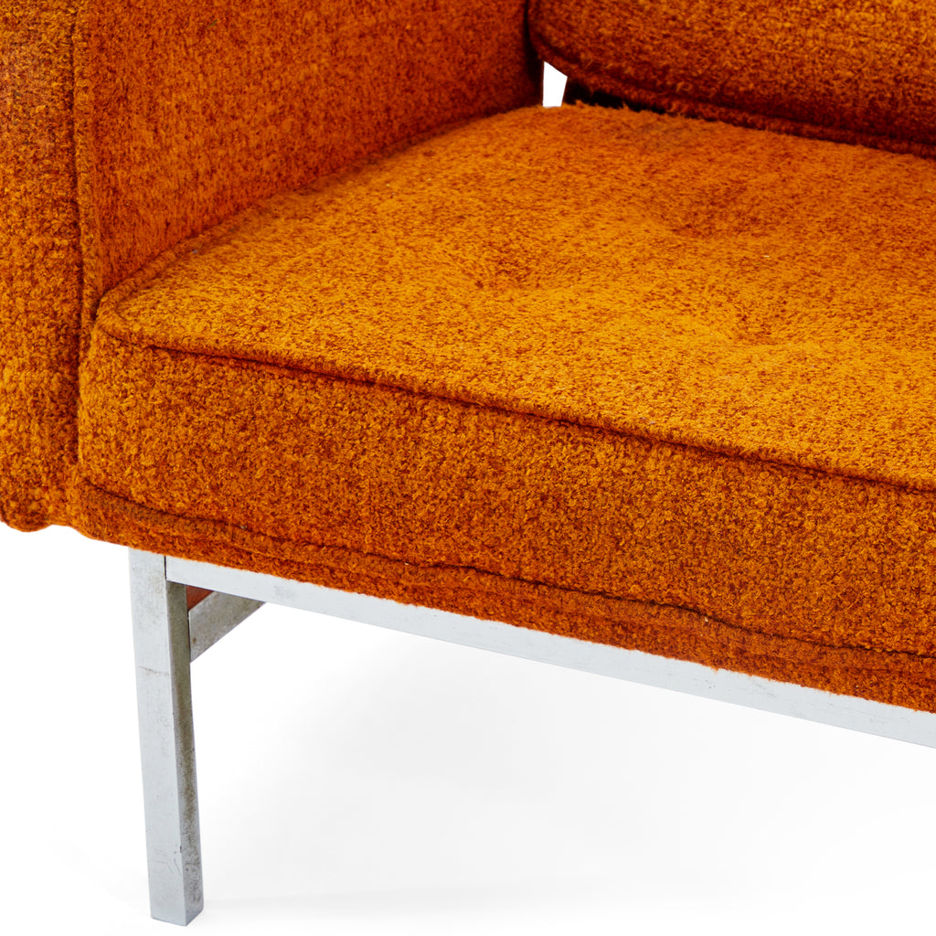 Orange Boucle Fabric Vintage Armchair
