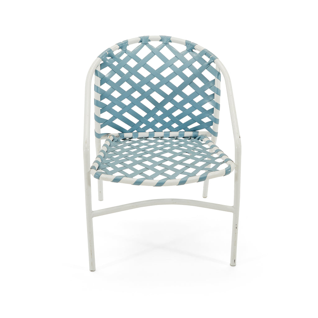 Blue & White Metal Outdoor Side Chair
