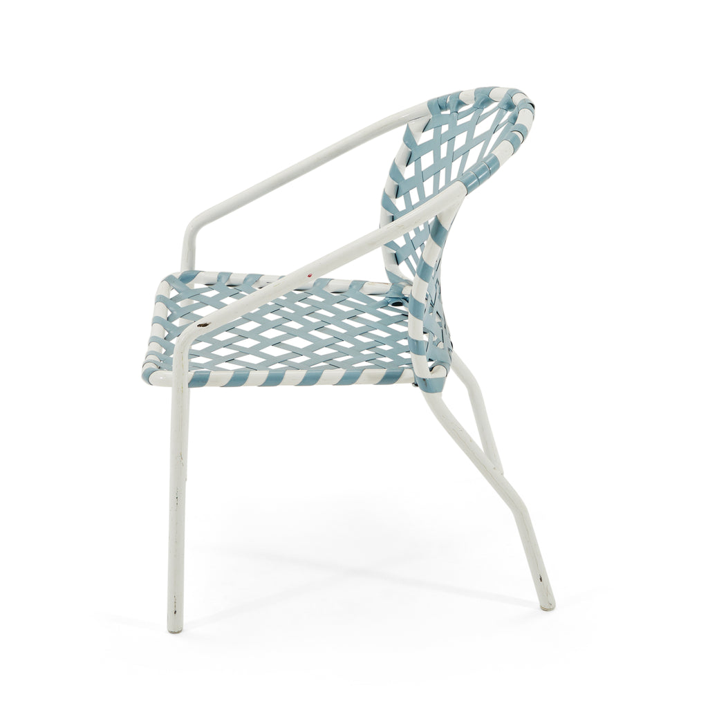 Blue & White Metal Outdoor Side Chair