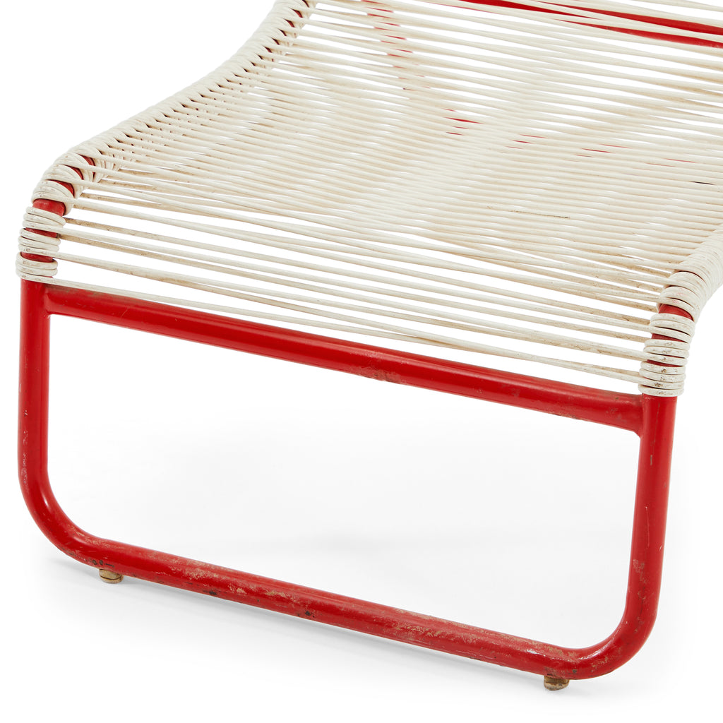 Red & White Cord Outdoor Lounge Chair