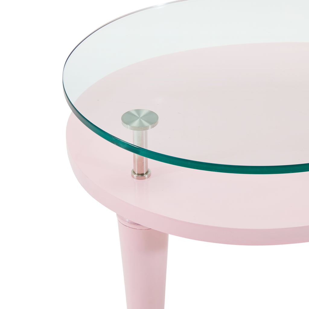 Pink & Glass Small Modern Coffee Table