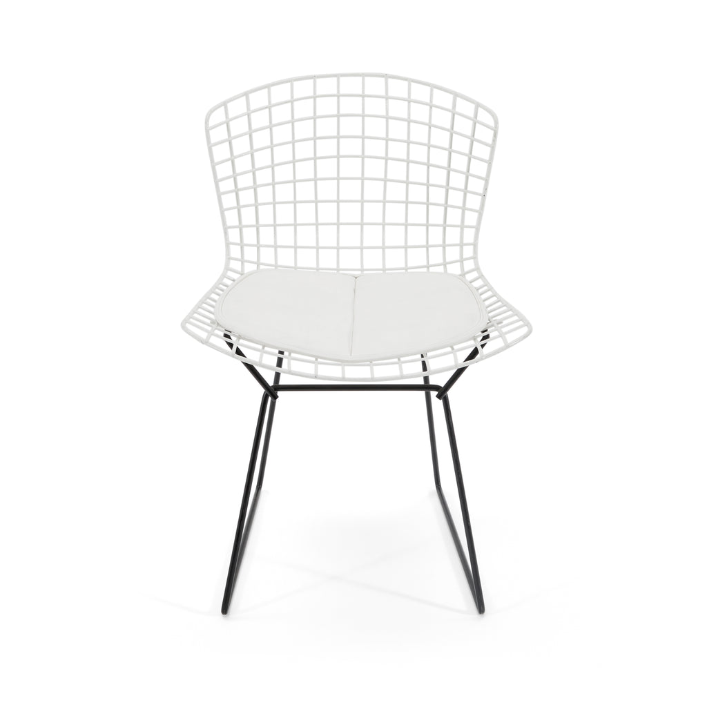 White & Black Wire Bertoia Side Chair