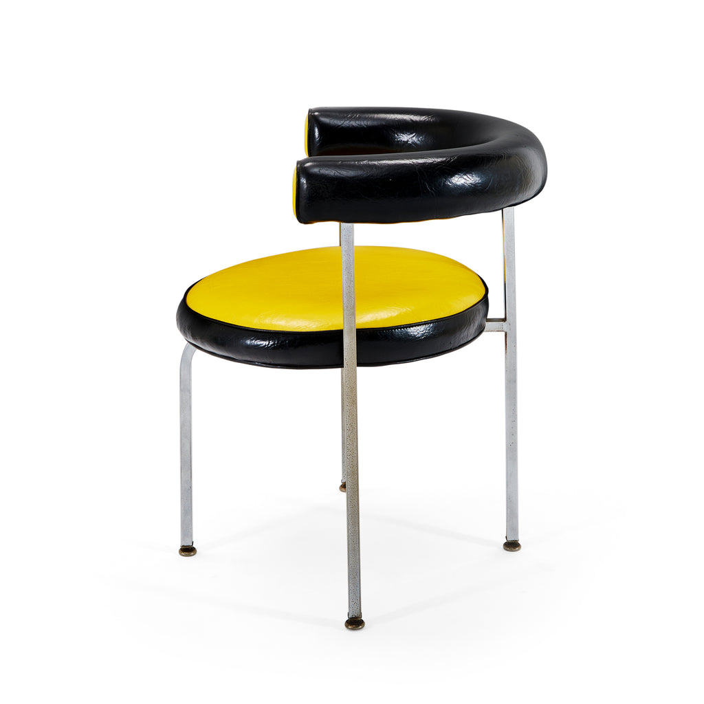 Yellow & Black Vinyl Modern Circle Chair