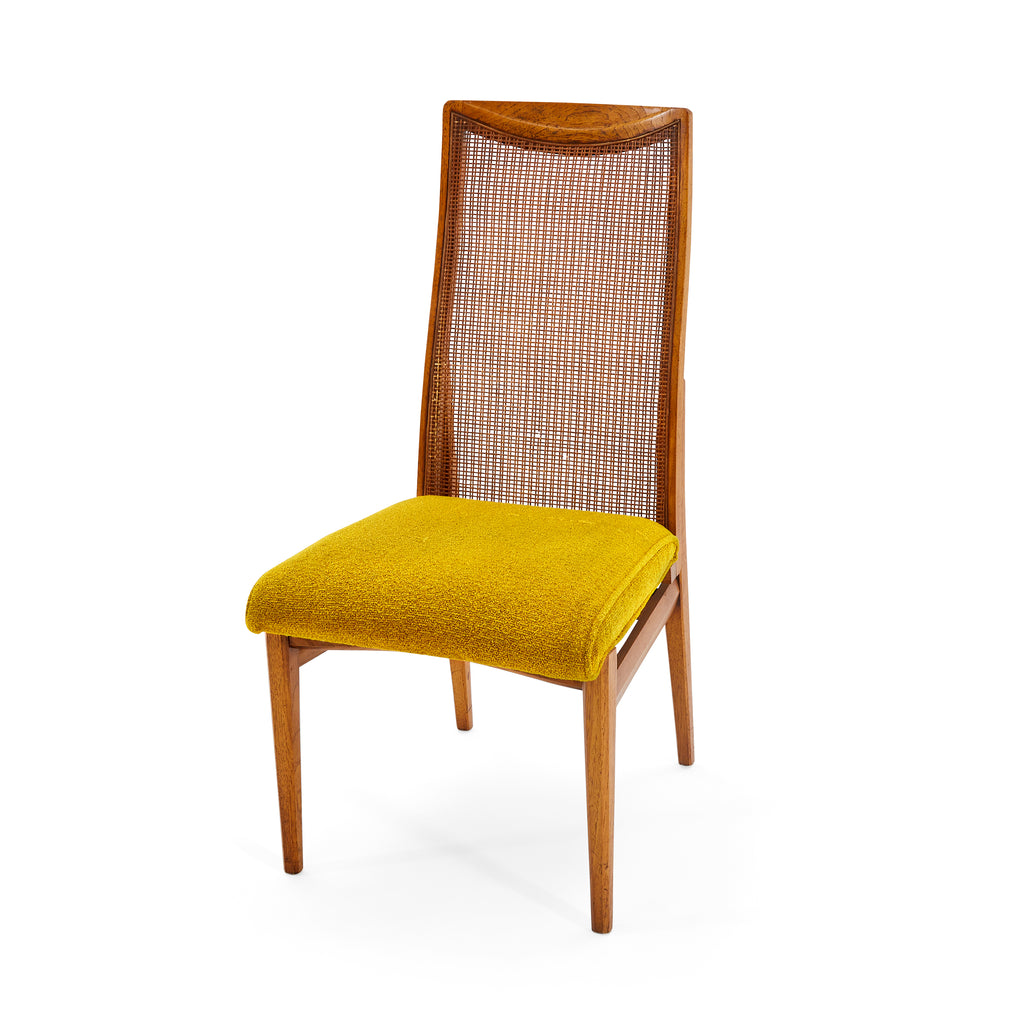 Yellow & Cane Back Modern Wood Side Chair
