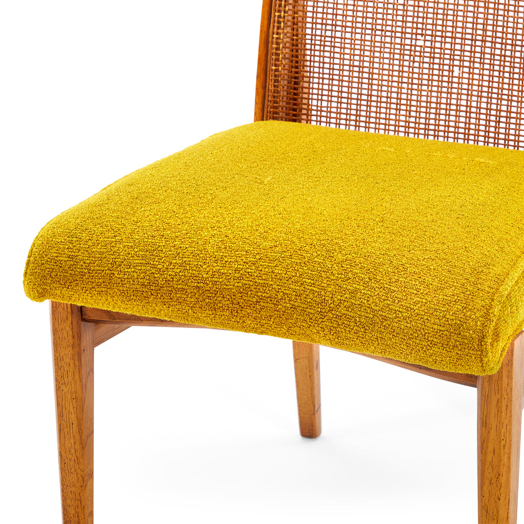 Yellow & Cane Back Modern Wood Side Chair