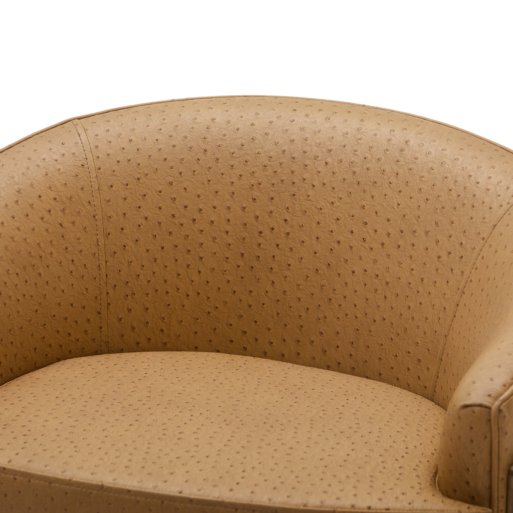 Tan Ostrich Leather Rounded Lounge Chair