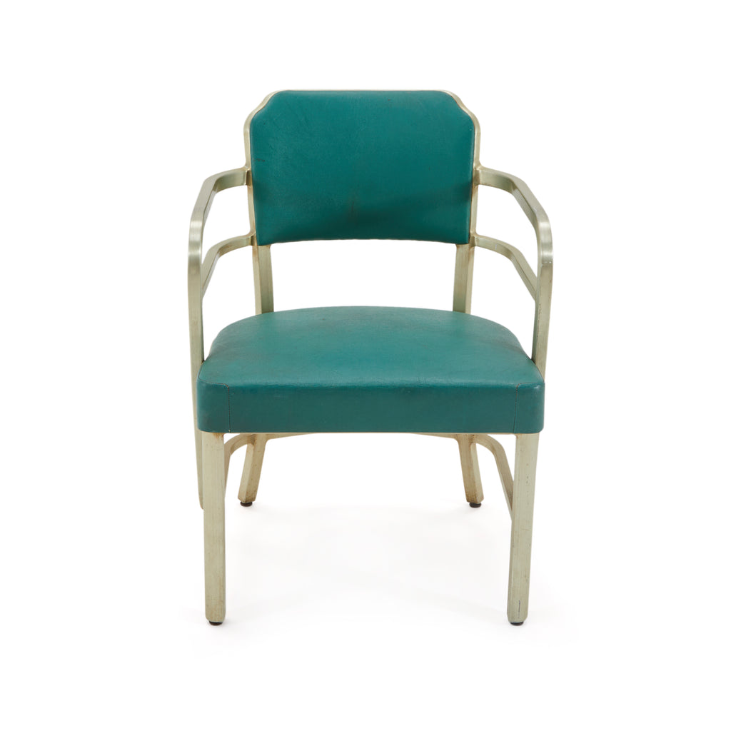 Green Turquoise Leather & Aluminum Arm Chair