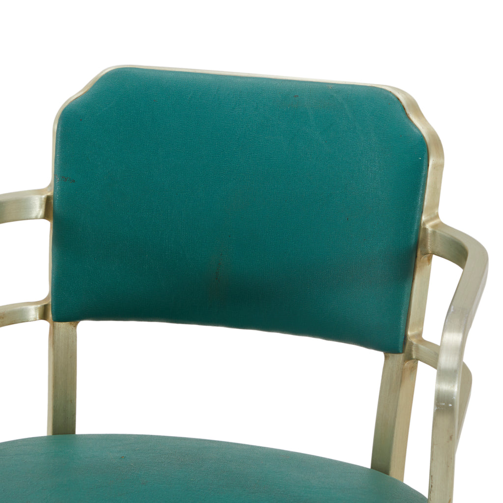 Green Turquoise Leather & Aluminum Arm Chair