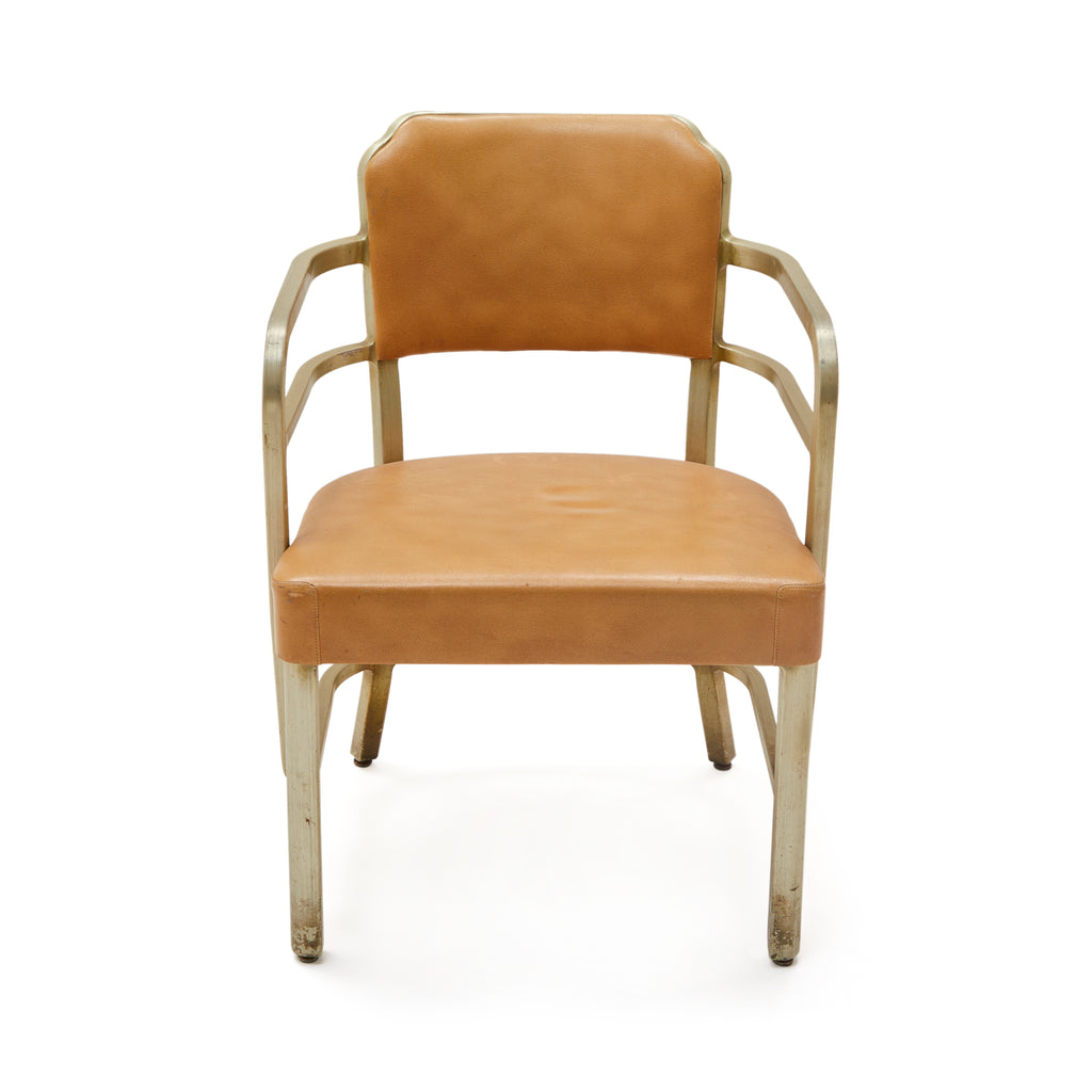 Tan Leather & Aluminum Arm Chair