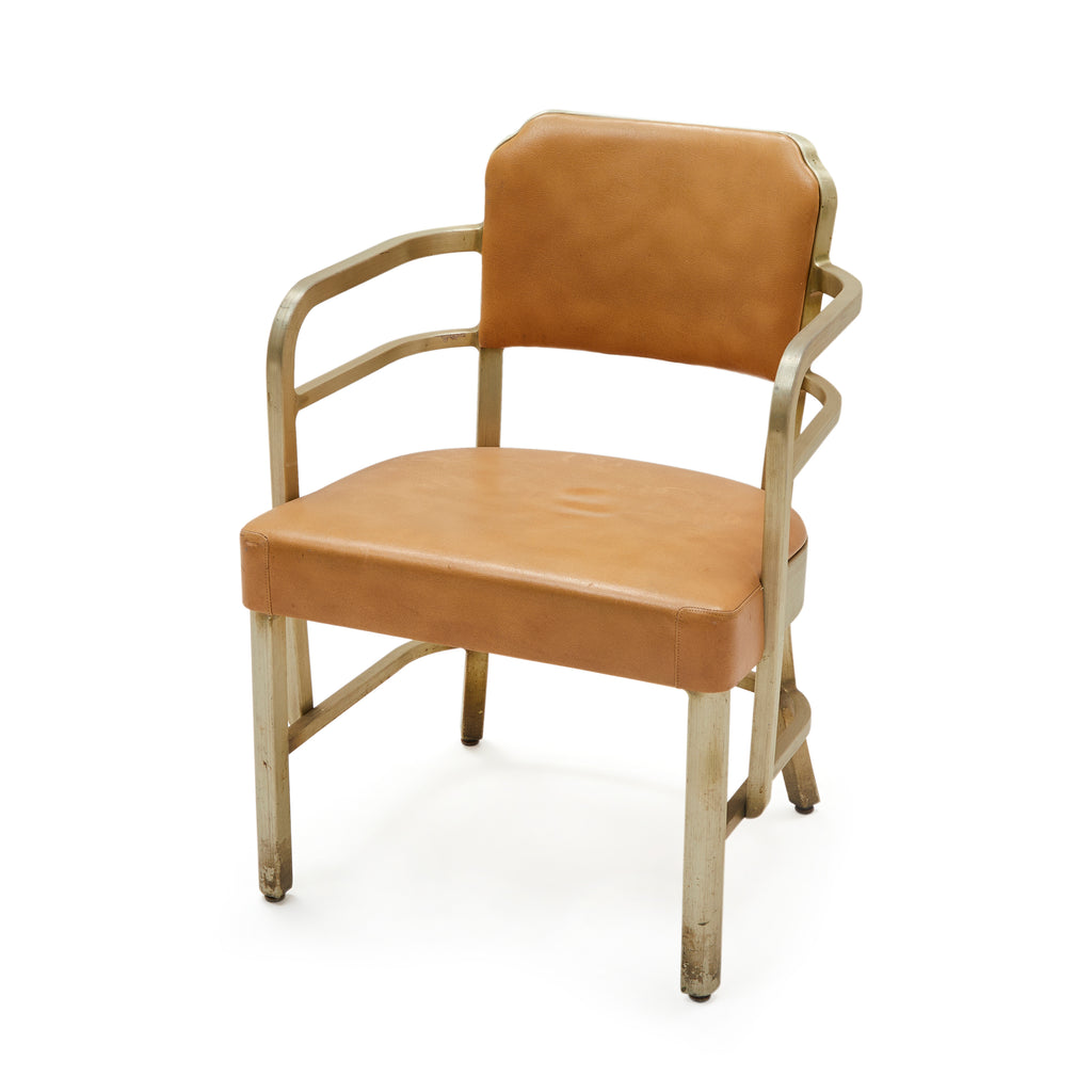 Tan Leather & Aluminum Arm Chair