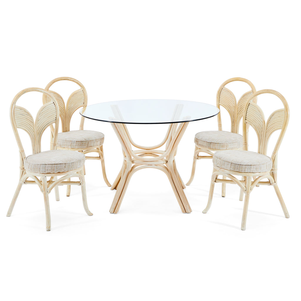 White Rattan Circular Dining Table