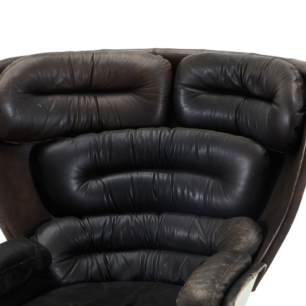 Black Leather Futuristic Elda Lounge Chair
