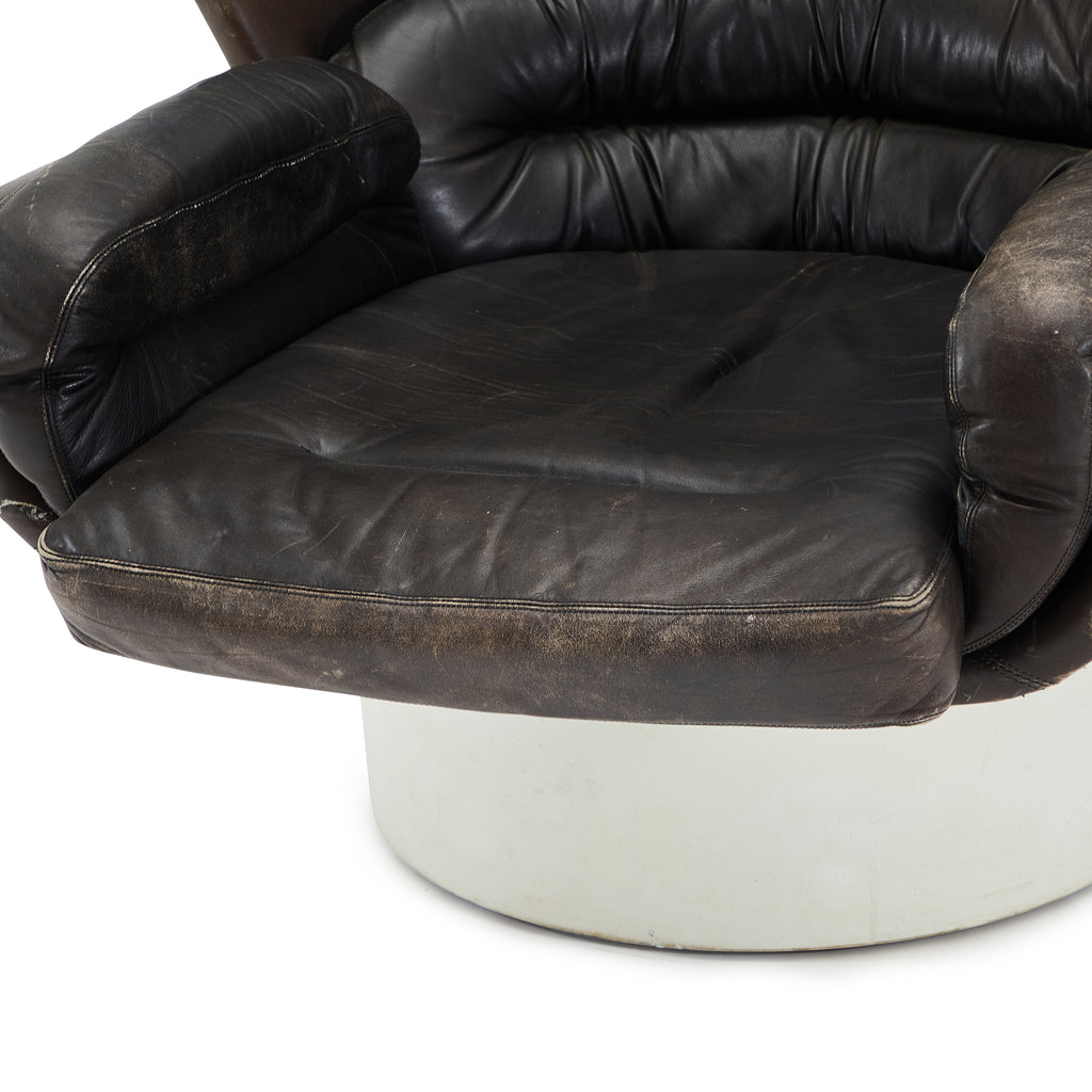 Black Leather Futuristic Elda Lounge Chair