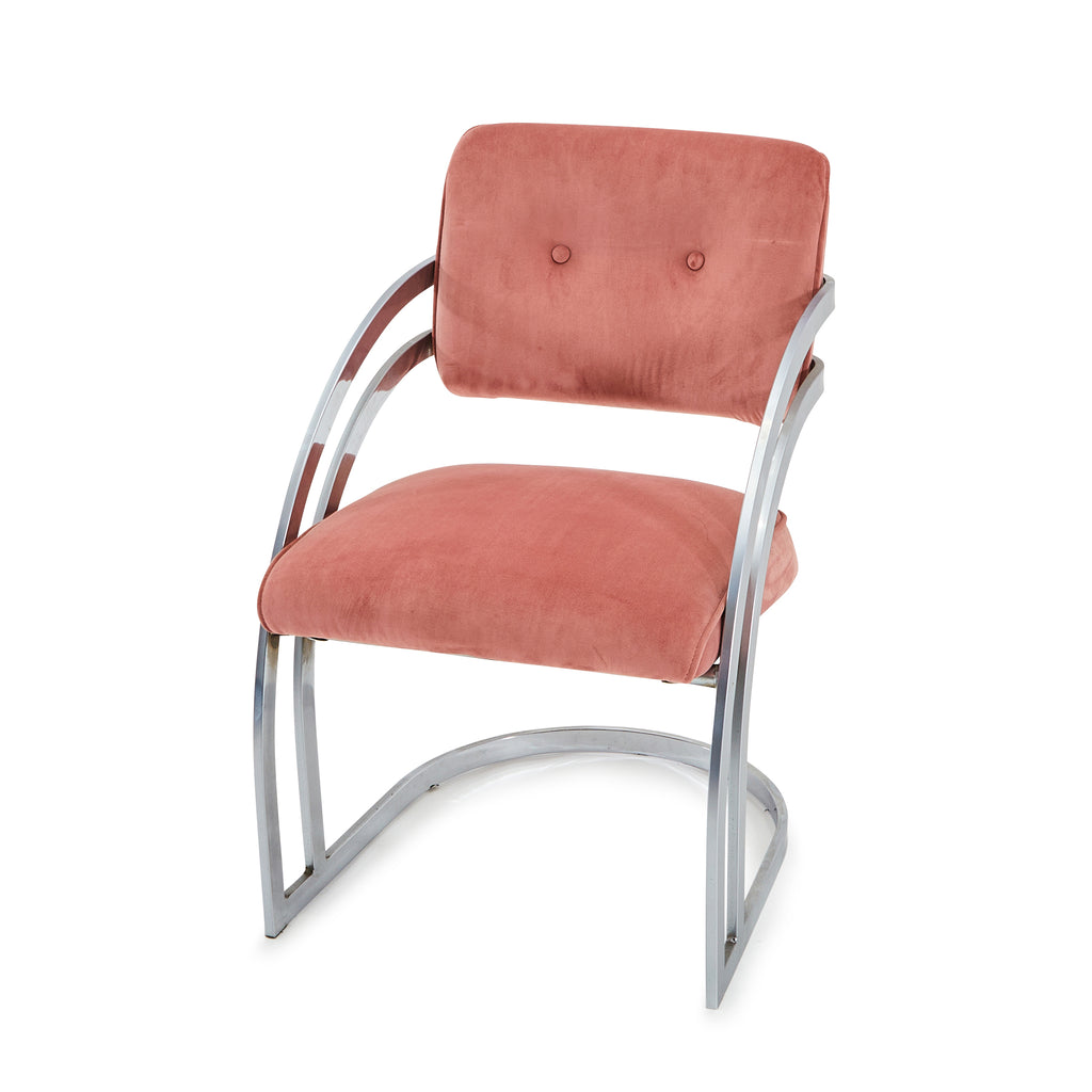 Pink & Chrome Deco Dining Side Chair