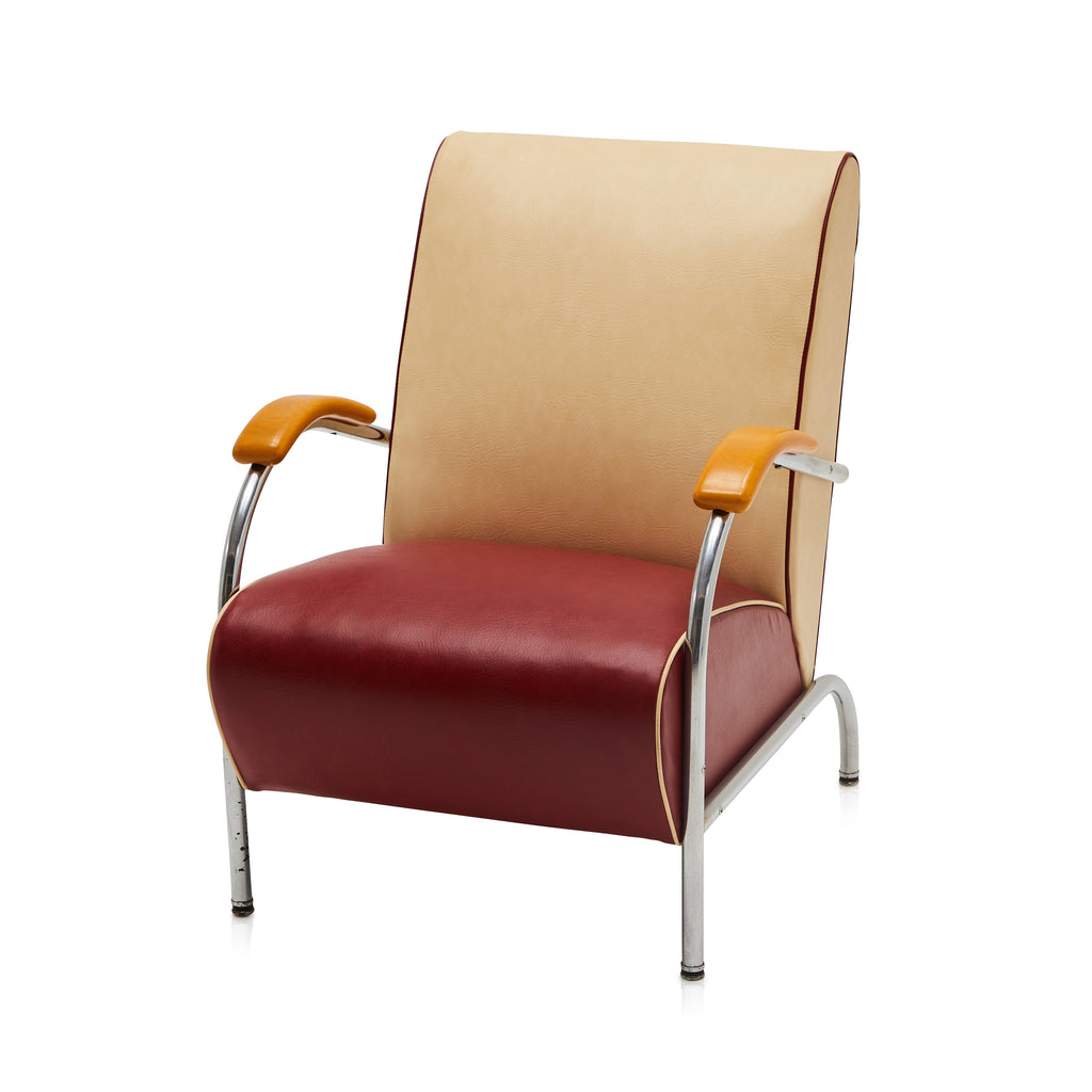 Red & Cream Deco Vinyl Lounge Chair