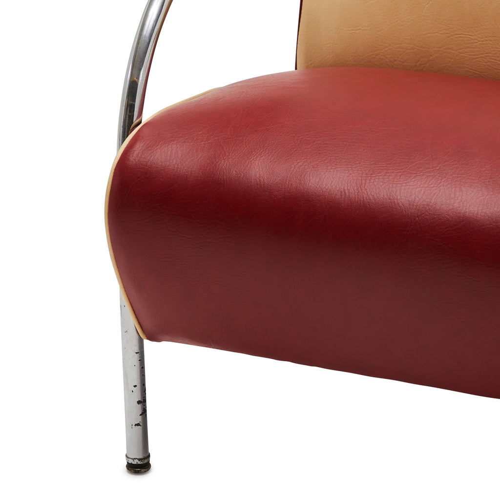 Red & Cream Deco Vinyl Lounge Chair