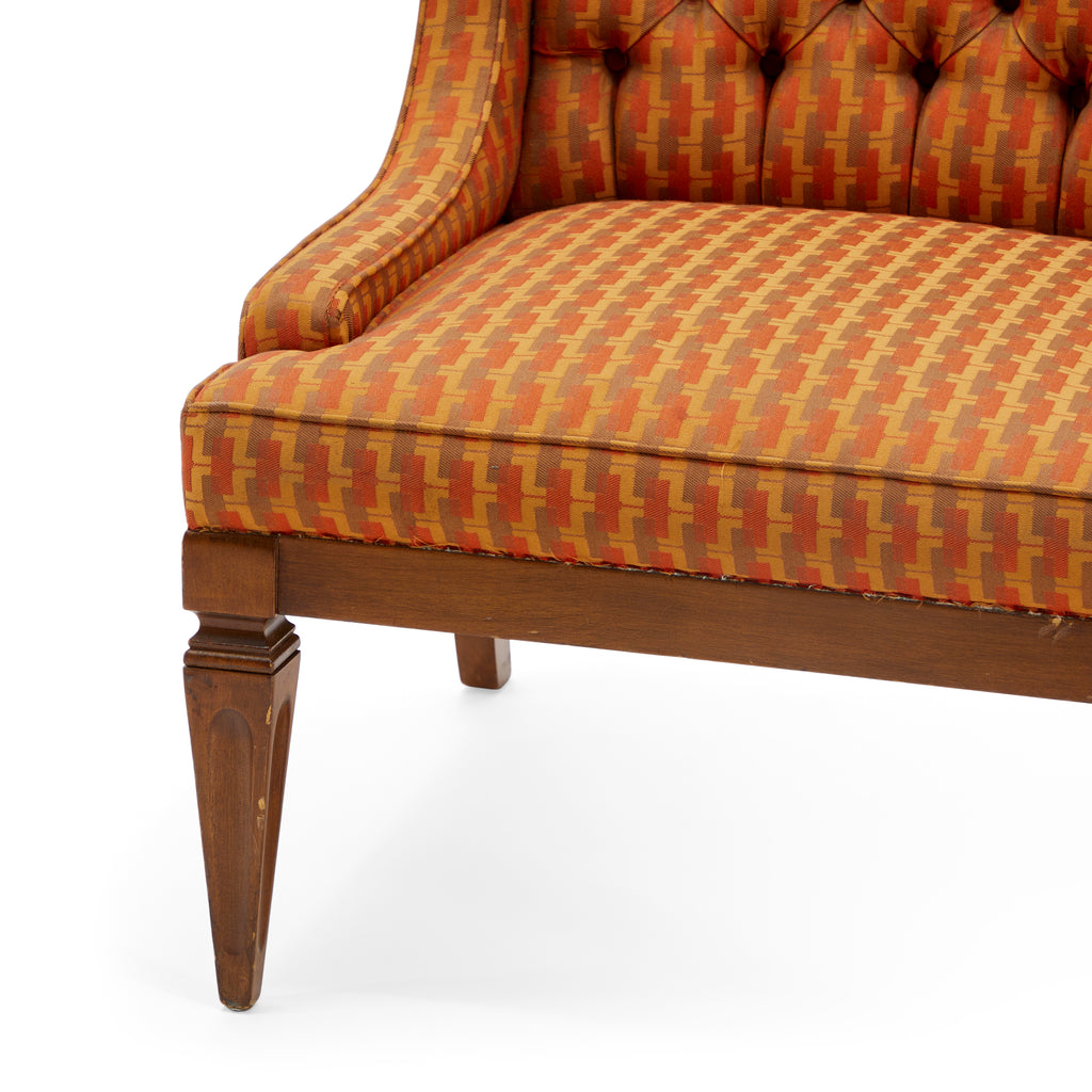 Orange Patterned Mid Century Lounge Chair