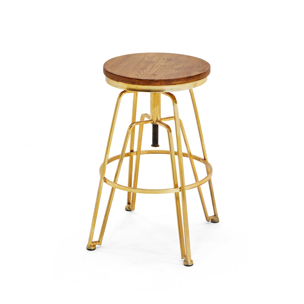 Gold & Wood Contemporary Stool