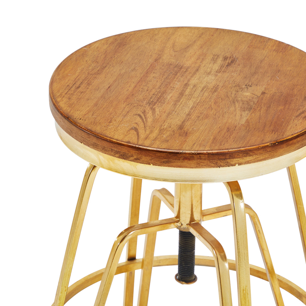 Gold & Wood Contemporary Stool