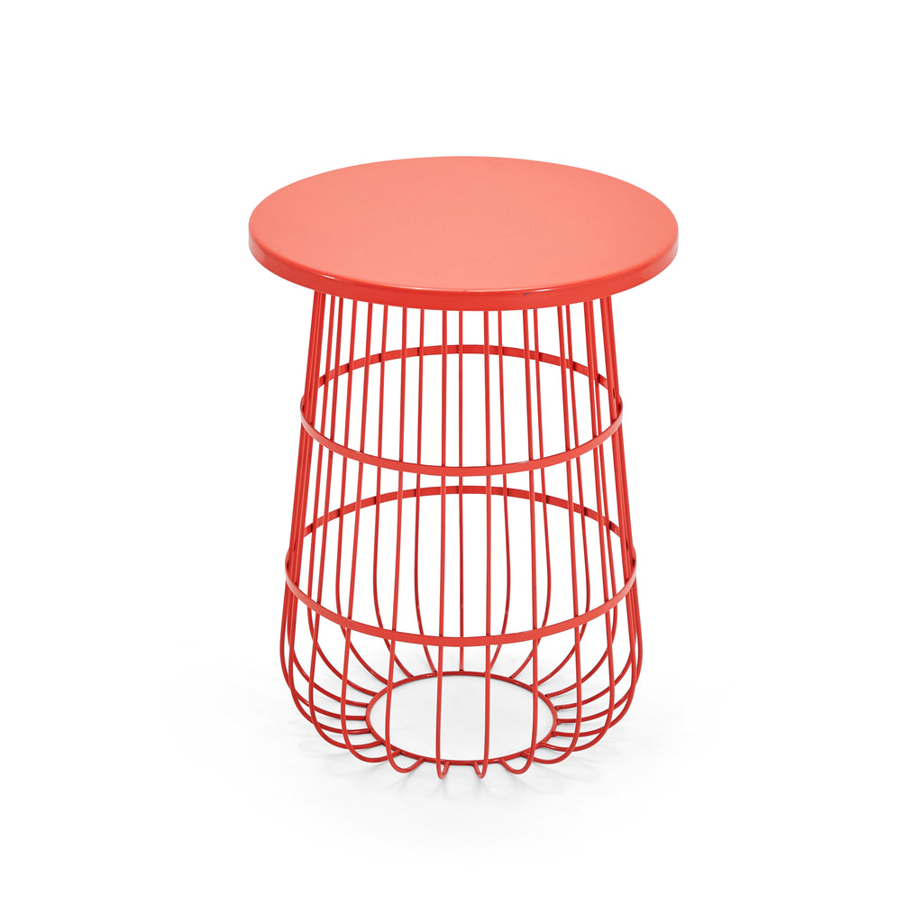 Orange Wire Cage Side Table