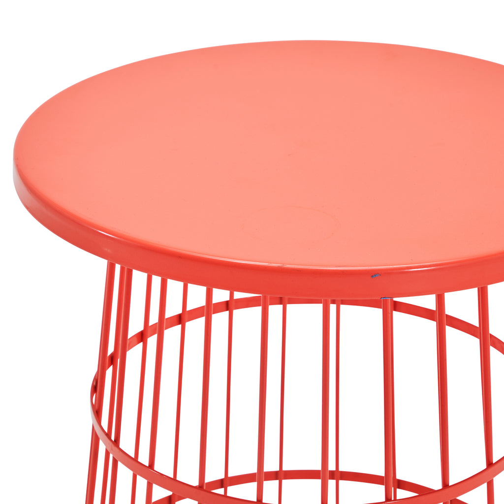 Orange Wire Cage Side Table