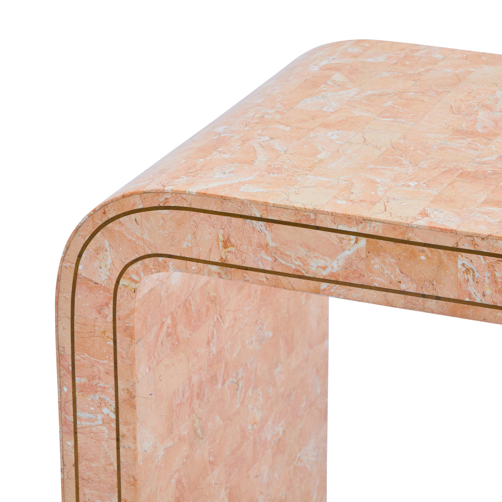 Pink Stone Curved Leg Console Table