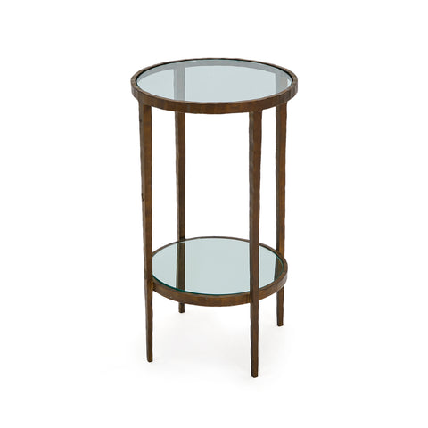Glass & Bronze Contemporary Circular Side Table
