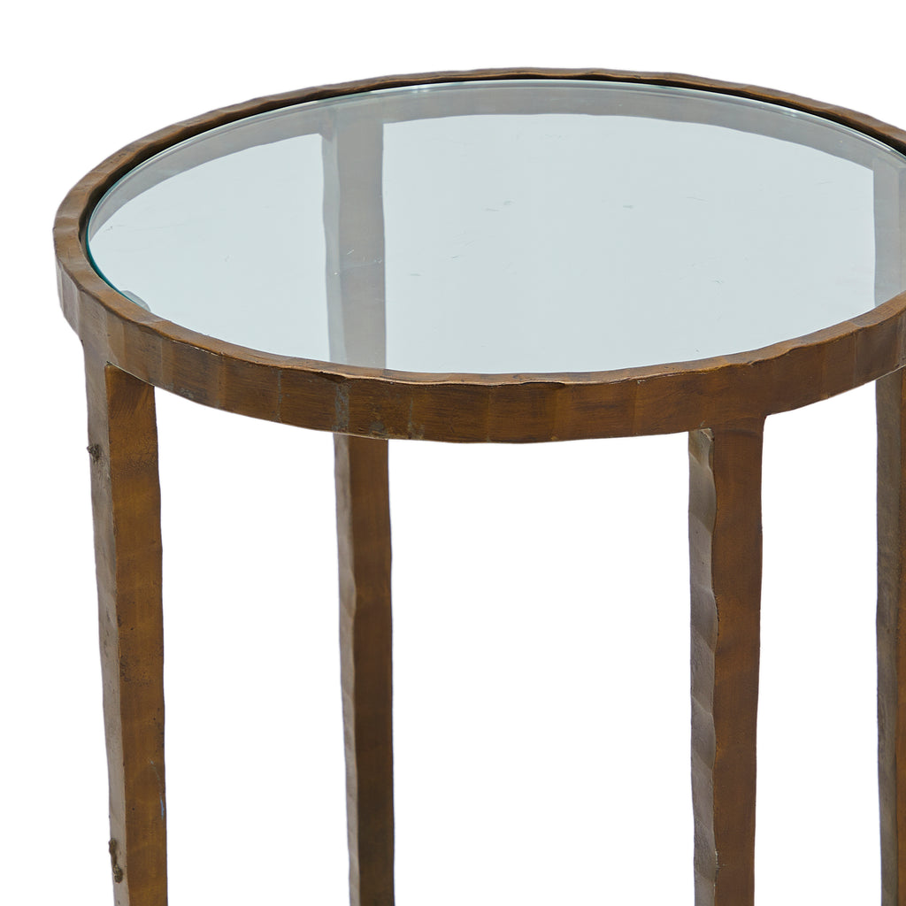 Glass & Bronze Contemporary Circular Side Table