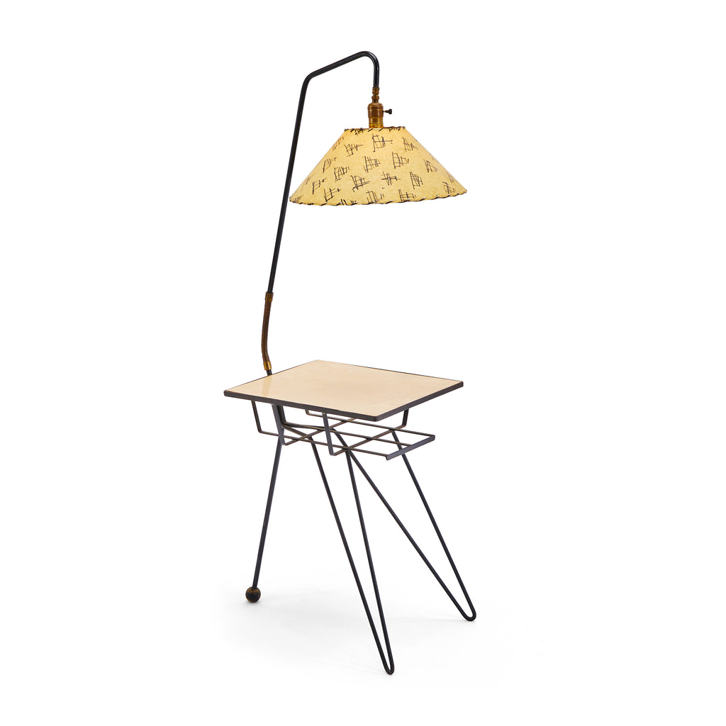 Black & Wood Modern Side Table Floor Lamp