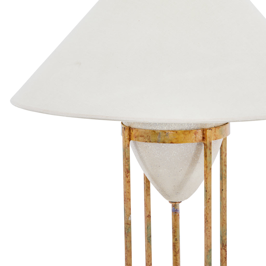 Gold & White Stone Floor Lamp