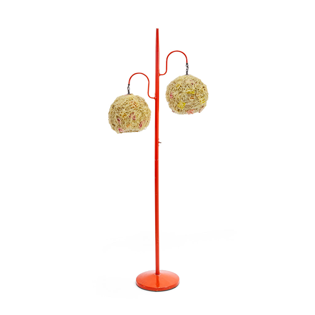 Orange & White Spaghetti Globe Shades Floor Lamp