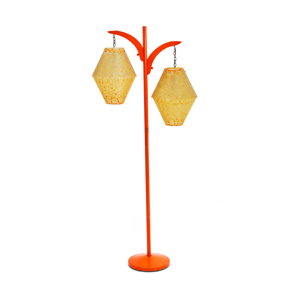 Orange Metal Two Shade Floor Lamp